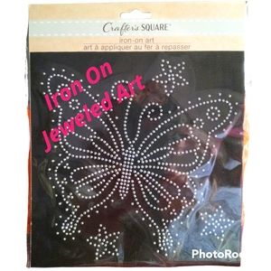 Iron-on Rhinestone Bling Butterfly for T-shirts, Jackets, Jeans and more!